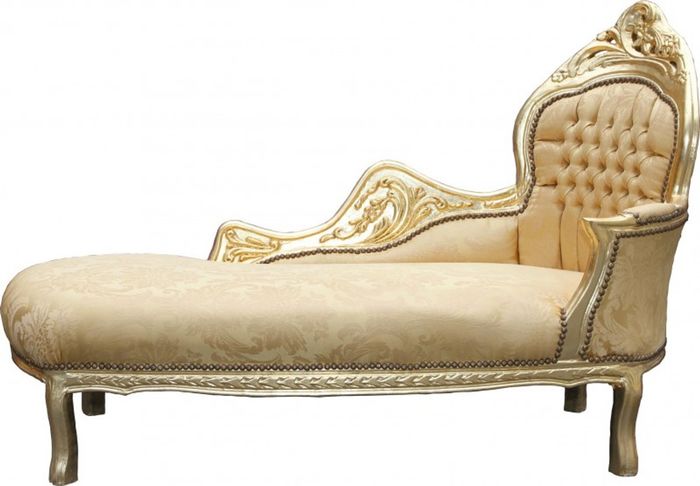 Casa Padrino Barock Chaiselongue Mod2 Gold Muster / Gold - Handgefertigte Luxus Liege 155 x 70 x 100 cm