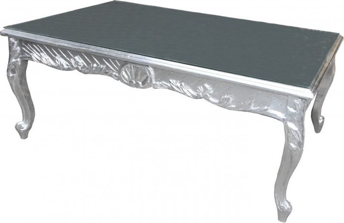 Casa Padrino Barock Couchtisch Silber Antik Look 120 x 80 cm - Luxus Wohnzimmertisch im Antik Stil