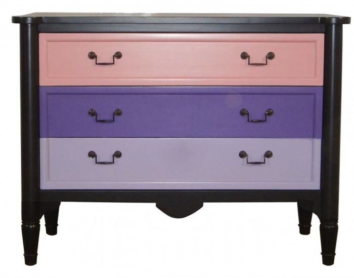 Casa Padrino Barock Kommode Rosa / Lila / Onyx 110 cm - Möbel