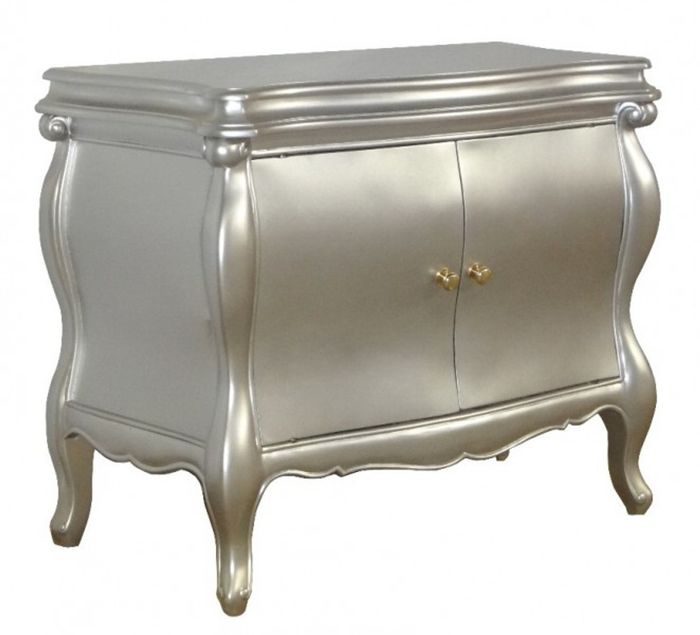 Casa Padrino Barock Kommode Vienna im Antik Stil Silber massives Mahagoni Holz 95 x 53 x 86 cm