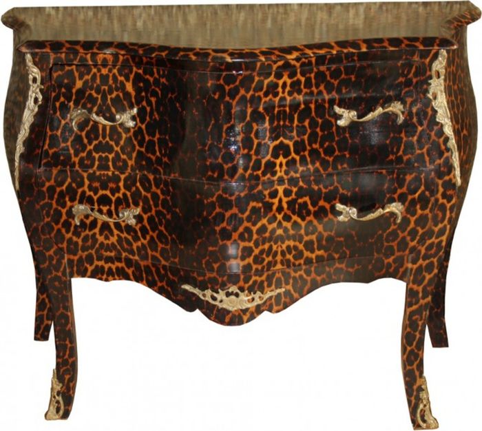 Casa Padrino Barock Kommode Leopard 106 x 55 x 85 cm - Luxuriöses Schlafzimmer Möbel im Barockstil