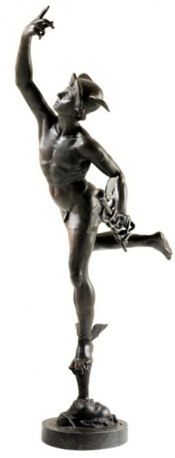 Casa Padrino Luxus Bronze Statue Mercurius - Große Römische Skulptur aus massiver Bronze, Höhe 201 cm, Breite 95 cm