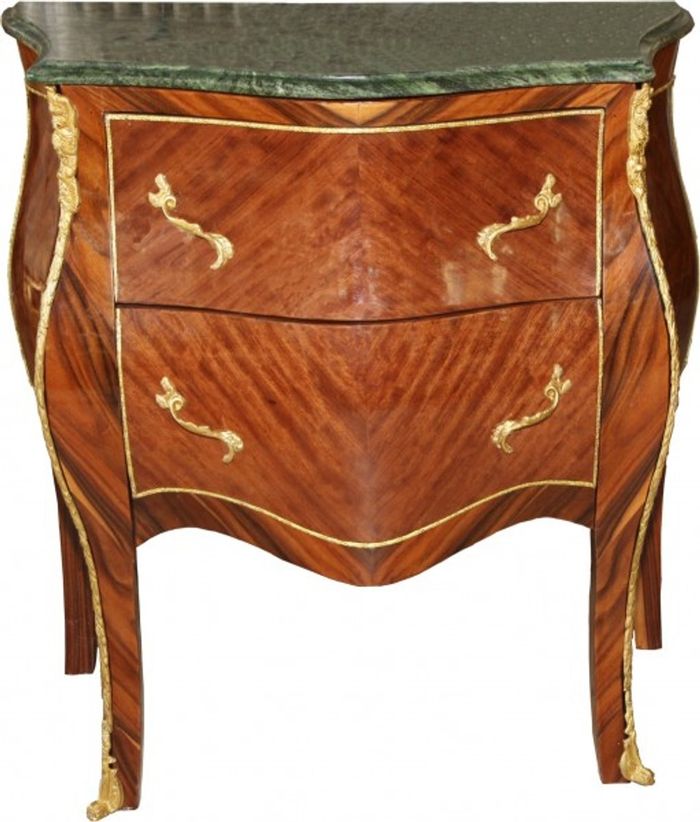 Casa Padrino Barock Kommode Braun mit Marmorplatte, 2 Schubladen, Antik Look, B 75 x T 36 x H 83 cm