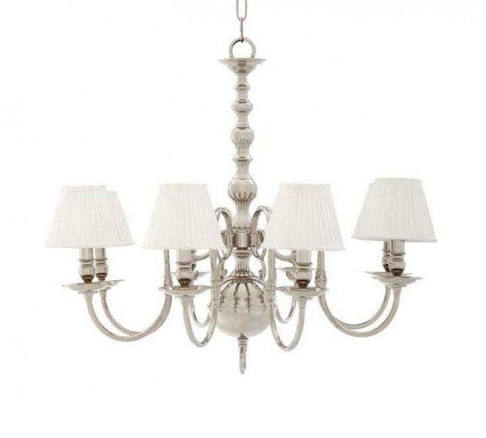 Casa Padrino Luxus Kronleuchter - Luxus Hängeleuchte im Nickel Look, Durchmesser 85 x H 75 cm