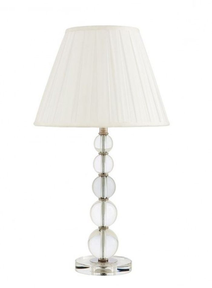 Casa Padrino Luxus Tischleuchte im Barock Stil aus Nickel und Kristallglas, Durchmesser 16 cm, Höhe 69 cm