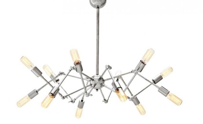 Casa Padrino Luxus Hängeleuchte Nickel, massive Leuchte aus Metall und Aluminium, Durchmesser 135 cm, Höhe 55 cm