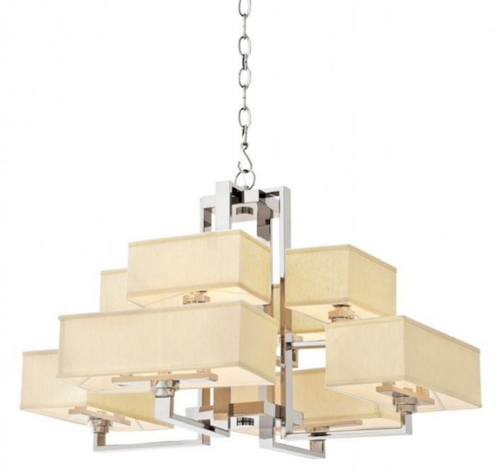 Casa Padrino Luxus Kronleuchter - Luxus Hängeleuchte aus poliertem rostfreiem Stahl - Durchmesser 98 cm, Höhe 57 cm