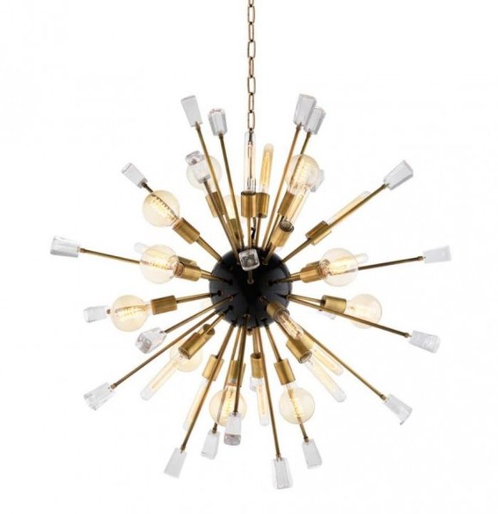 Casa Padrino Luxus Hängeleuchte, opulente Restaurant und Hotel Beleuchtung, Messing / Schwarz, Ø 102 cm