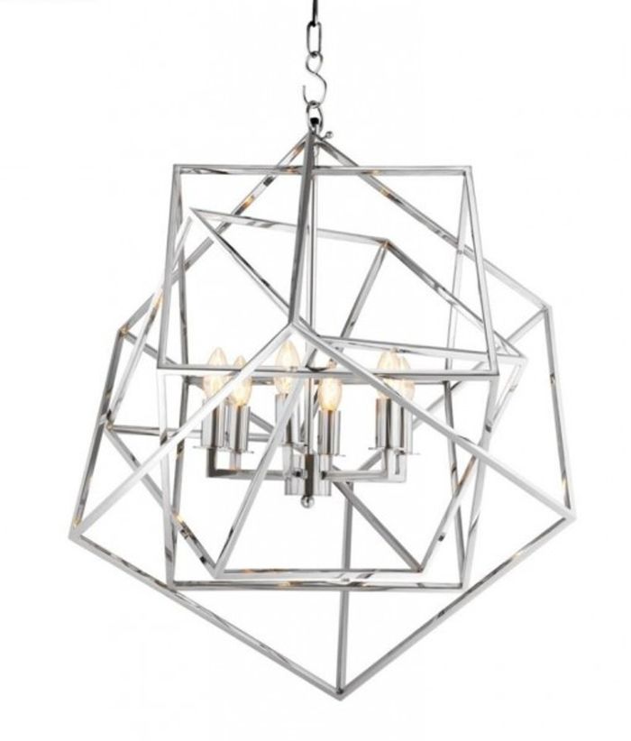 Casa Padrino Luxus Hängeleuchte für Hotel & Restaurant, Nickel, 70,5 x 70,5 x 78 cm