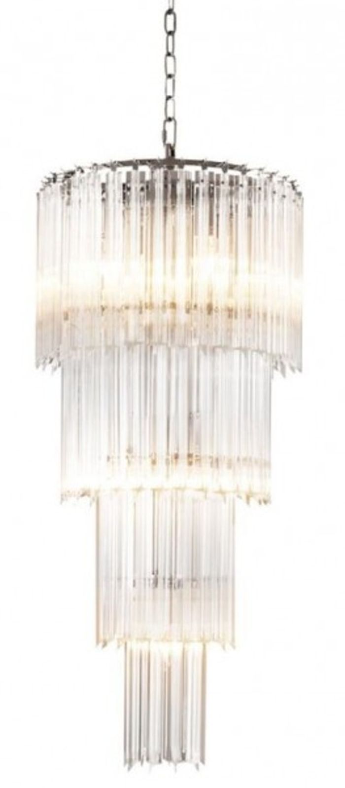 Casa Padrino Luxus Hängeleuchte im Barockstil - Metall, Glas, Nickel, Ø 39 cm, Höhe 88 cm
