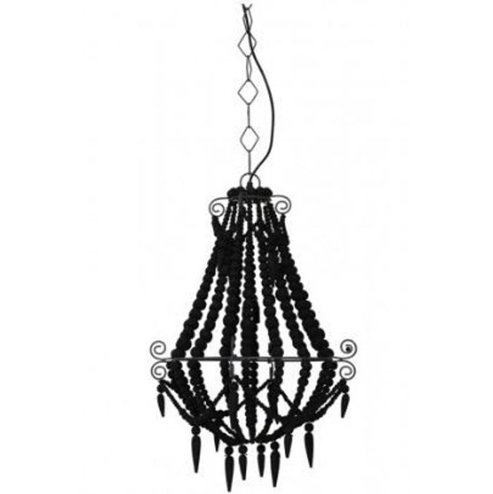 Casa Padrino Hängeleuchte Industrie-Stil Schwarz Durchmesser 42 x H 56 cm - Massive Deckenleuchte aus Holz und Metall