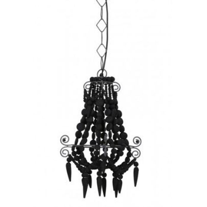 Casa Padrino Industriedesign Hängeleuchte in Schwarz - Massive Deckenleuchte aus Holz und Metall - Durchmesser 33 x H 50 cm