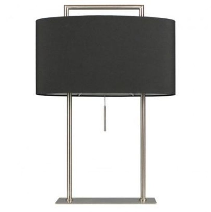 Casa Padrino Tischleuchte Silber 45 x 21 x H 64 cm - Elegante Tischlampe in Silber und Schwarz