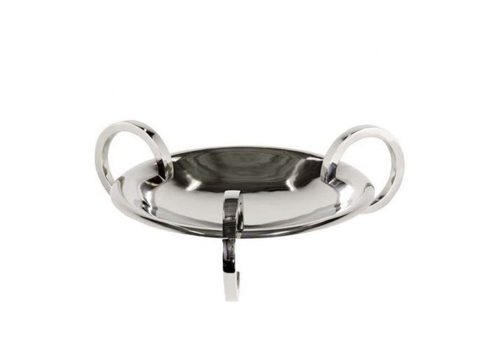 Casa Padrino Designer Servierplatte Nickel Finish 50 x H. 15 cm - Elegante flache Schale aus Aluminium