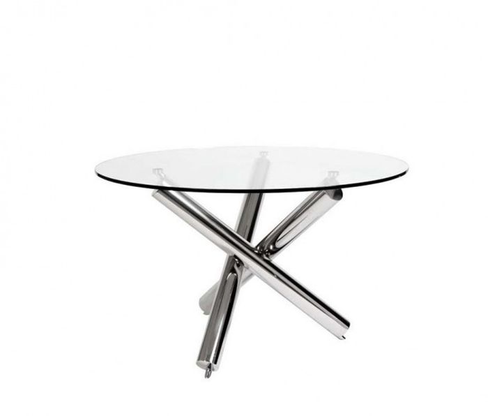 Casa Padrino Designer Luxus Esstisch 120 x H. 75 cm aus poliertem Edelstahl und Glas