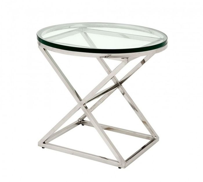 Casa Padrino Luxus Art Deco Designer Beistelltisch - Edelstahl & Glas, 59 x H. 54 cm