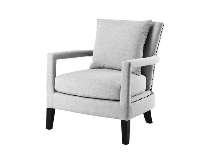 Casa Padrino Luxus Lounge Sessel im Barock Stil - Hellgrau / Schwarz - 70 x 70 x 81 cm