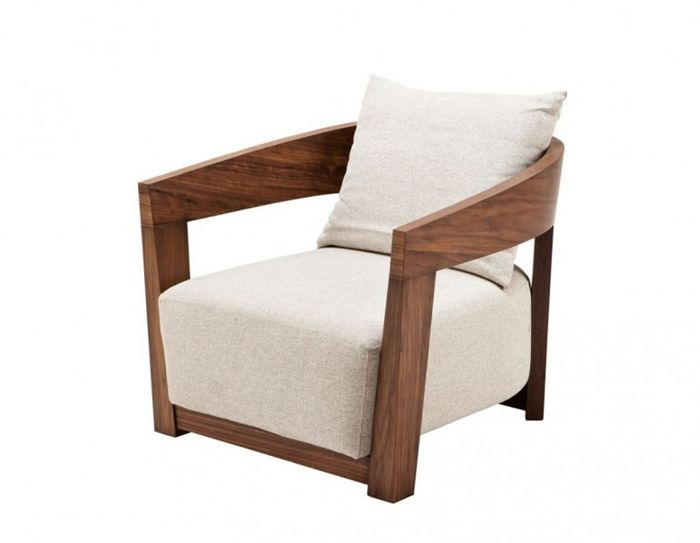 Casa Padrino Luxus Art Deco Sessel aus Mahagoni Holz in Walnussbraun und Hellgrau - 74 x 76 x 76 cm