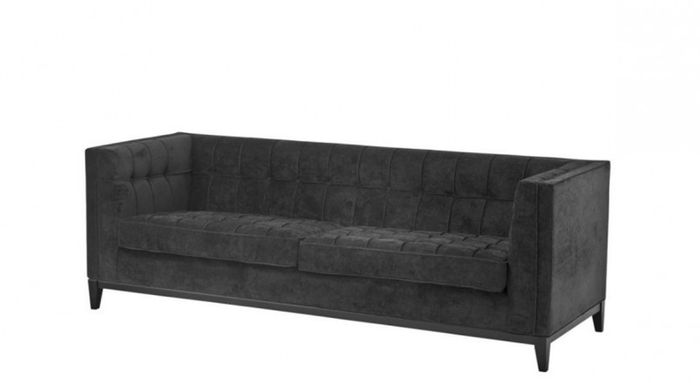 Casa Padrino Luxus Sofa im Barock Stil, schwarzer Samt und schwarze Beine, 230 x 81 x 78 cm