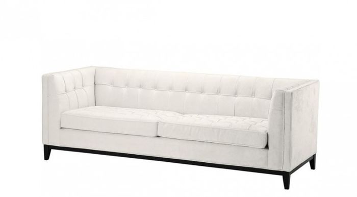 Casa Padrino Luxus Sofa im Barock Stil, weißer Samt und schwarze Beine, 230 x 81 x 78 cm