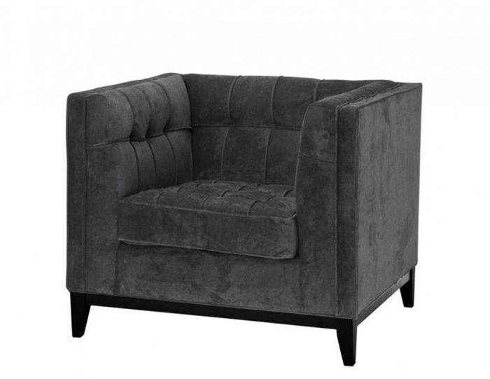 Casa Padrino Luxus Designer Hotel Sessel in Schwarz - Samt Bezug und Holzgestell - 94 x 82 x H. 77 cm