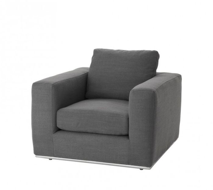 Casa Padrino Luxus Art Deco Sessel aus Kiefernholz und Stoff in Grau, 94 x 100 x 76 cm