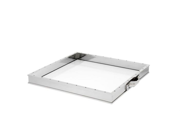 Casa Padrino Luxus Tablett Nickel Finish Silber 55 x 50 x H. 5 cm - Edles Hotel Accessoire