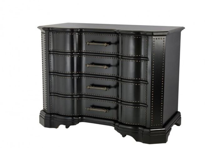 Casa Padrino Luxus Mahagoni Kommode - Exklusive Anrichte in gewachstem Schwarz und Antik Bronze - 120 x 60 x H. 91 cm