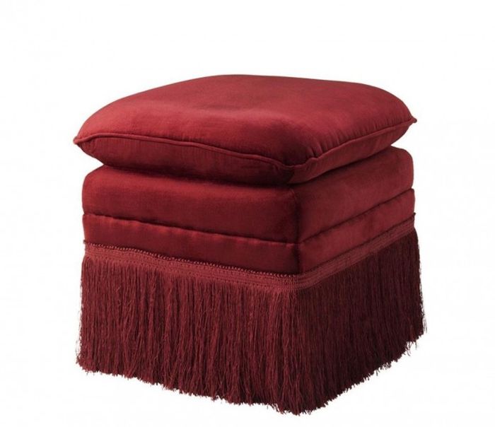 Casa Padrino Luxus Hocker Rot in Barock Optik 41 x 41 x H. 42 cm - Eleganter Polsterhocker für gehobene Wohnräume