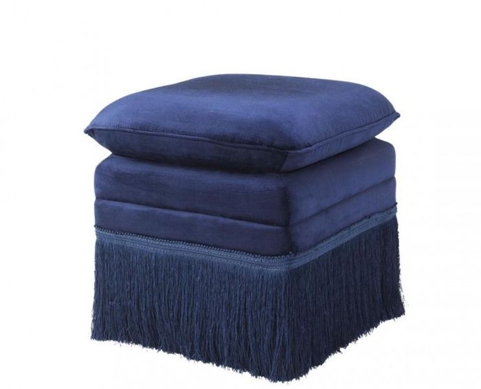 Casa Padrino Luxus Hocker im Barockstil Blau 41 x 41 x H. 42 cm - Eleganter Wohnzimmer Hocker