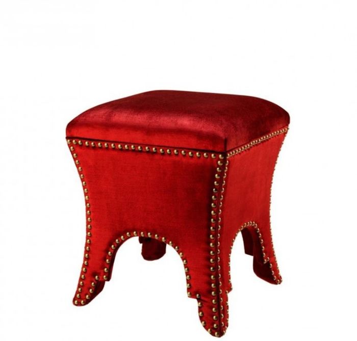 Casa Padrino Luxus Hocker im Barock Stil Rot und Antik-Messing 39 x 39 x H. 45 cm