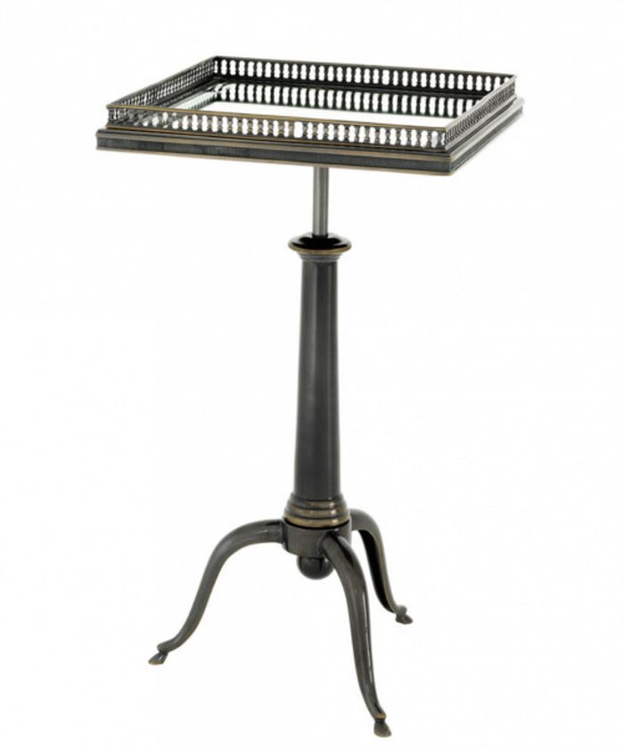 Casa Padrino Luxus Art Deco Designer Beistelltisch Anthrazit, 40 x 40 x H. 61-71 cm