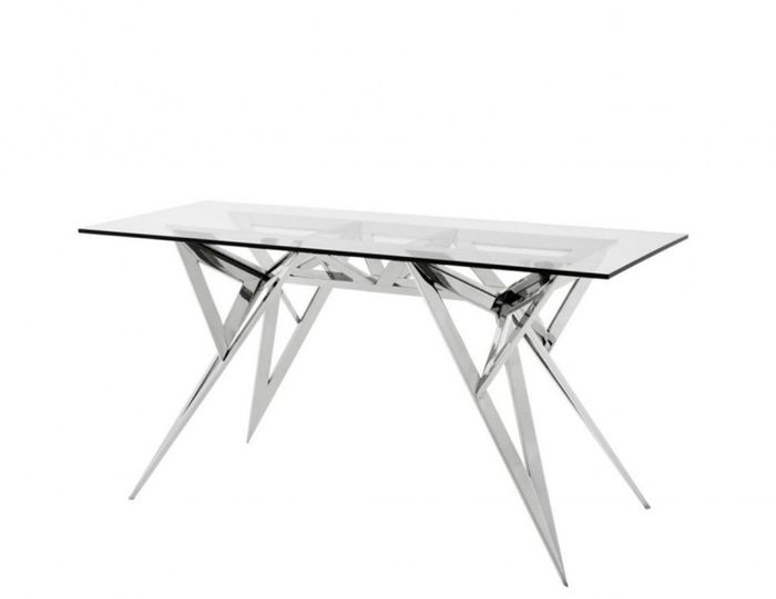 Casa Padrino Luxus Konsole - Exklusive Konsolentisch aus Edelstahl und Glas - 150 x 60 x H. 76 cm