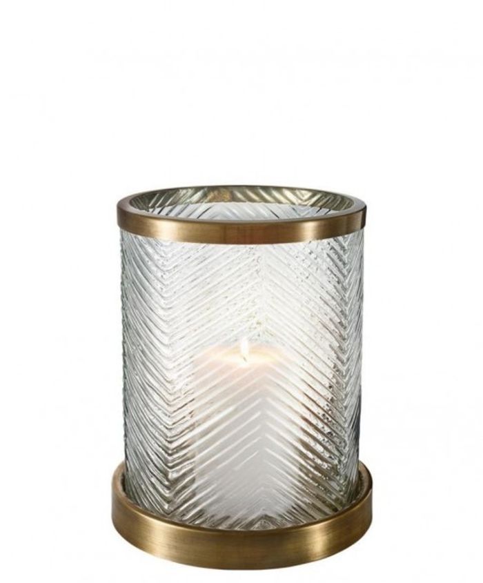 Casa Padrino Designer Windlicht Kerzenleuchter Vintage Messing Finish 23 x H. 27 cm