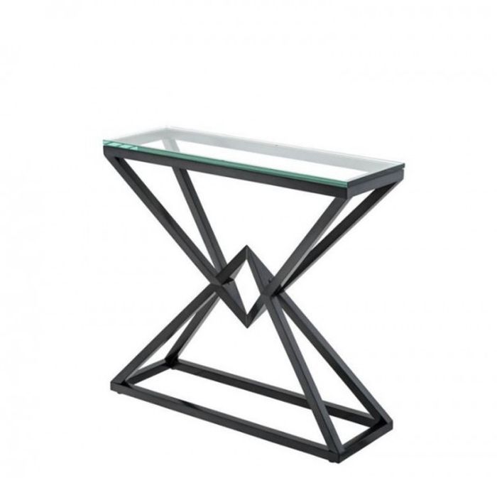 Casa Padrino Luxus Konsole aus rostfreiem Stahl und Glas in Bronze 90 x 30 x H. 82 cm