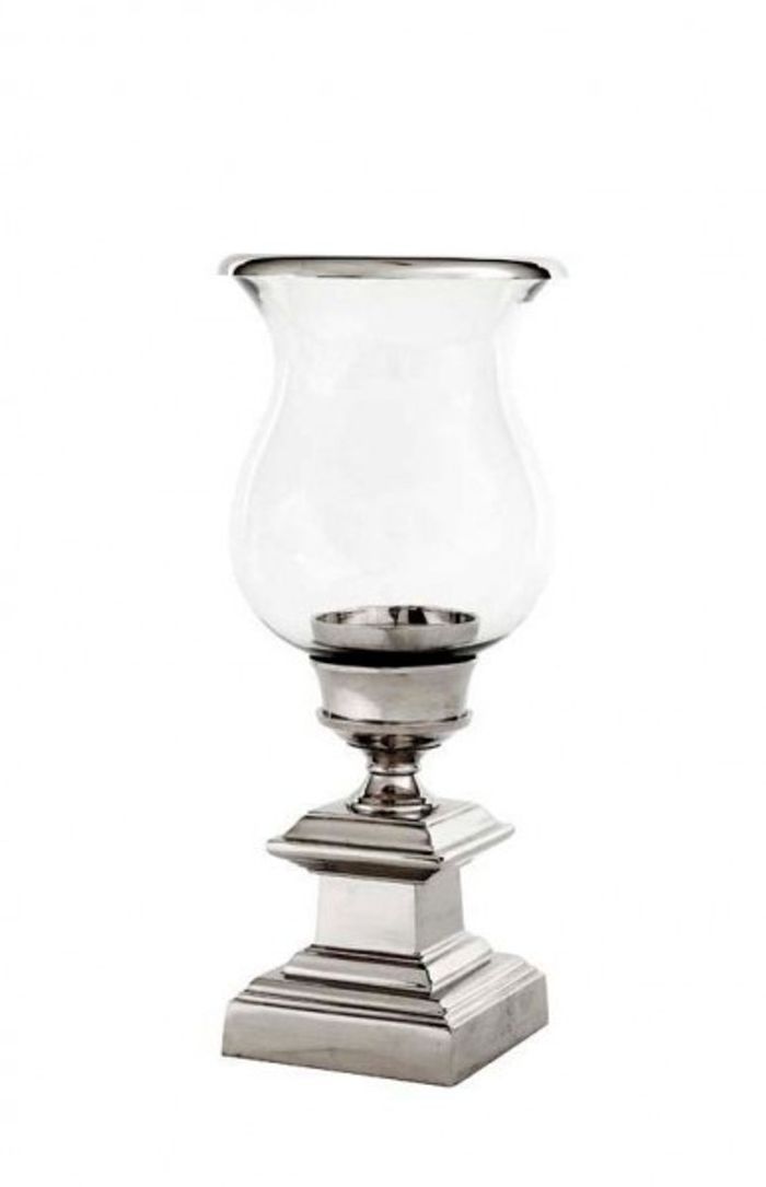 Casa Padrino Luxus Aluminium Kerzenleuchter Nickel Finish - Durchmesser 21 cm / Höhe 48 cm