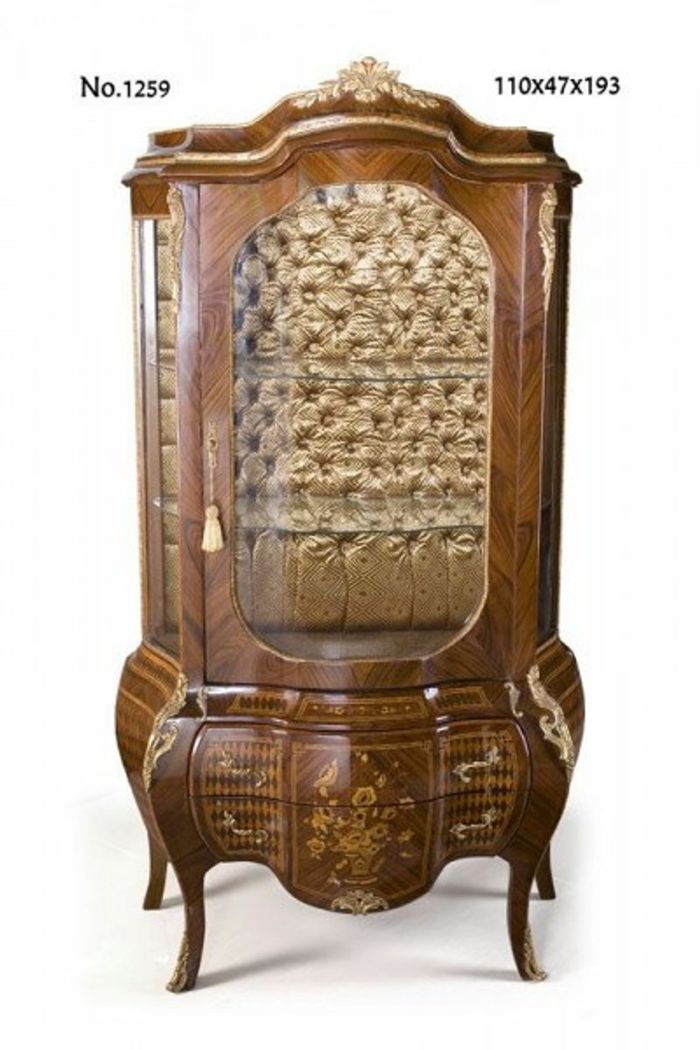 Casa Padrino Barock Vitrine im prunkvollen Design, Braun und Gold, 110 x 47 x H. 193 cm