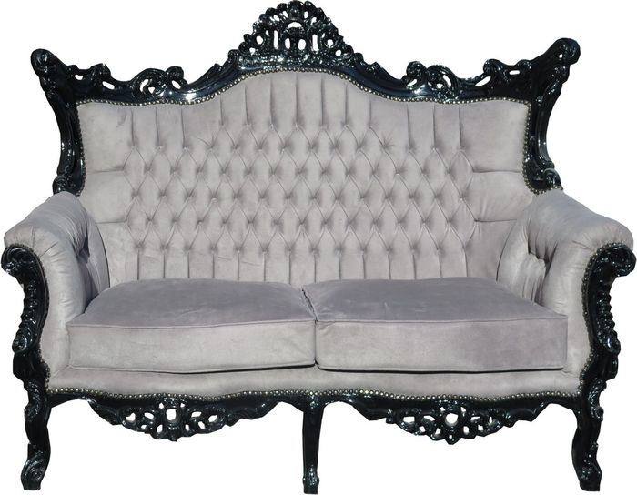 Casa Padrino Barock 2-er Sofa Master im Antik Stil, Grau / Schwarz, Breite 168 cm