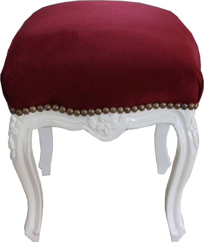 Casa Padrino Barock Sitzhocker Rot / Gold  Höhe 40 cm, Breite 35 cm - Barock Möbel