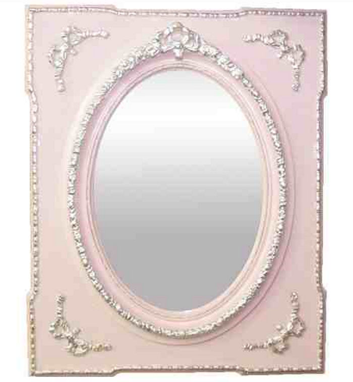 Casa Padrino Barock Spiegel Wandspiegel in Rosa und Silber 80 x H. 110 cm