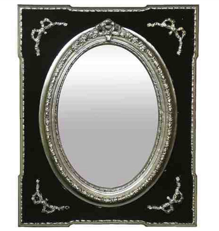 Casa Padrino Barock Wandspiegel in Schwarz und Silber, 80 x 110 cm, handgefertigtes Luxus-Wohnaccessoire