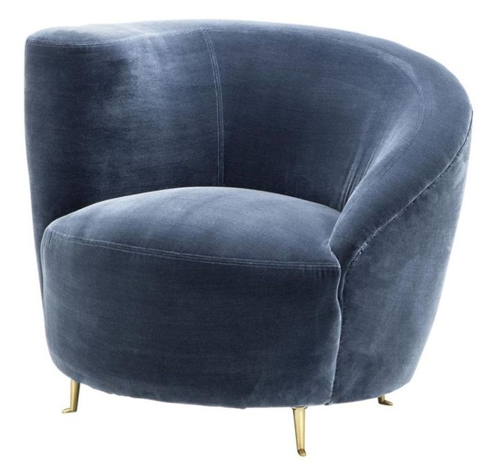 Casa Padrino Designer Sessel Blau 91 x 85 x H. 74 cm - Luxus Kollektion