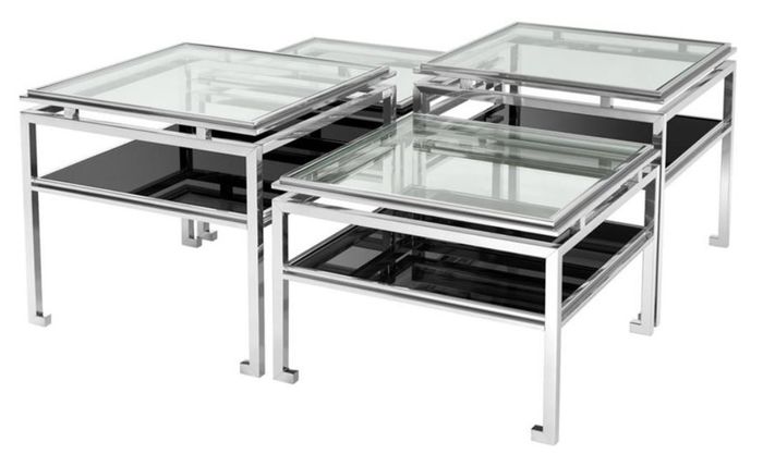 Casa Padrino Luxus Couchtisch 4er Set Silber - Designer Wohnzimmermöbel