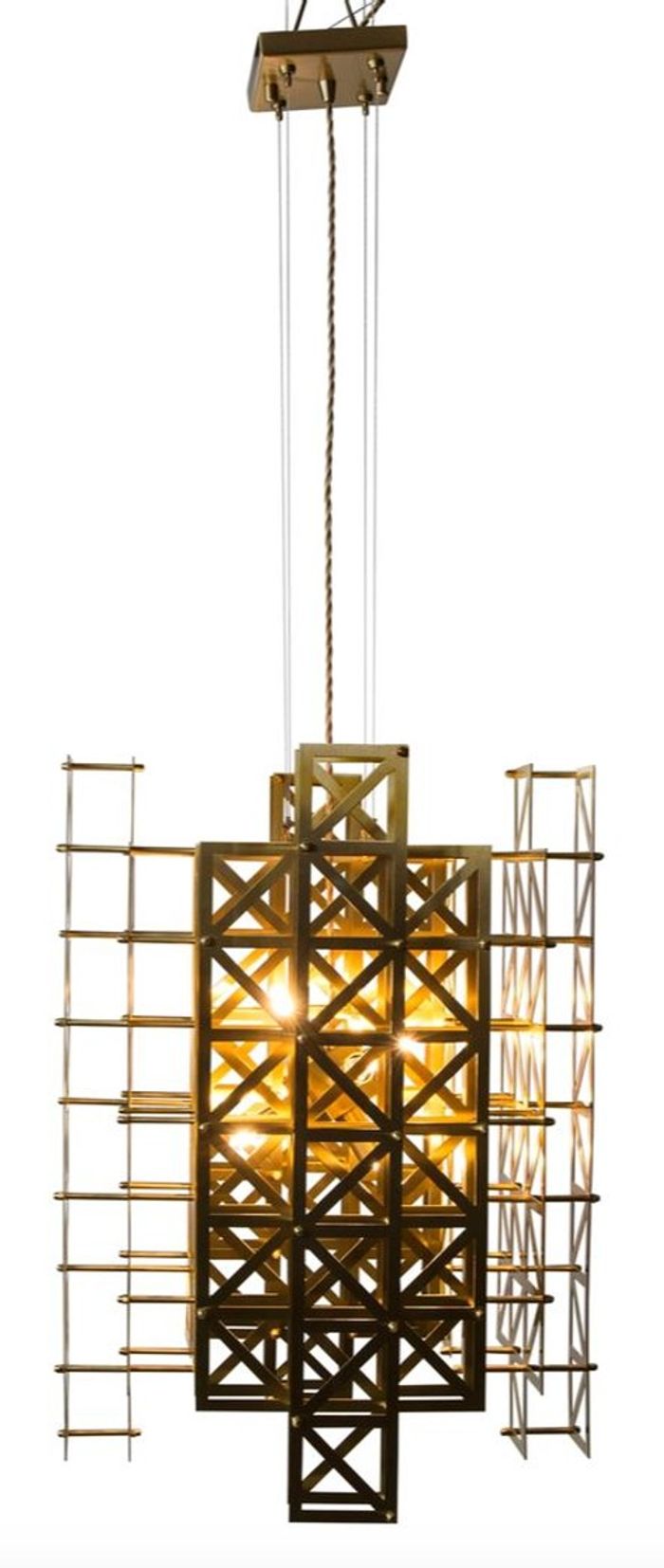 Casa Padrino Designer Hängeleuchte Messing 45 x 45 x H. 60 cm - Hotel Möbel