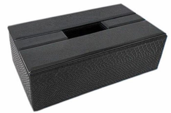 Casa Padrino Luxus Tissue Box / Papiertücherbox Schwarz Kroko-Optik 25 x 14 x H. 7,5 cm - Luxus Accessoires