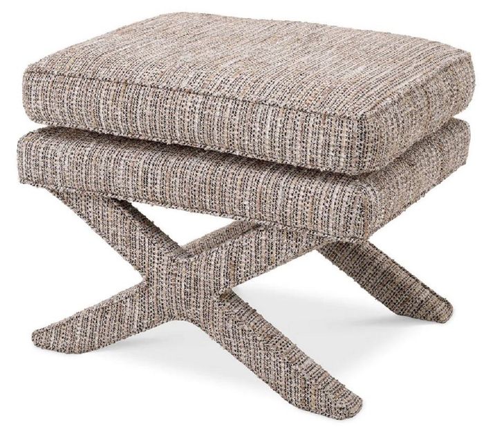 Casa Padrino Luxus Hocker Beige - Rechteckiger Sitzhocker - Kreuzhocker - Luxus Möbel