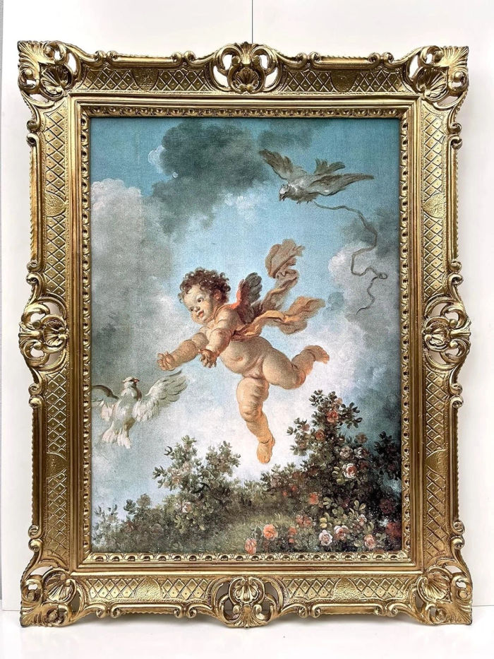 Gemälde Engelsbaby Taube 90x70 Religiösebild Renaissance Kunstepoche ENGELSBILD