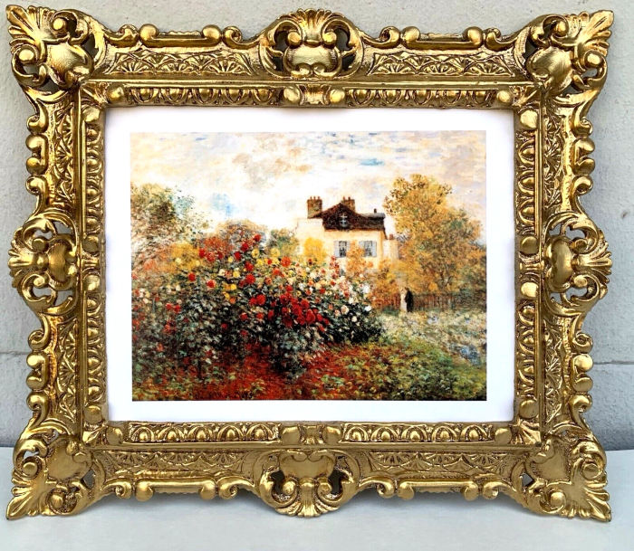 Gemälde mit Rahmen Blumenbilder Stillleben 45x38 Italien Claude Monet Garten