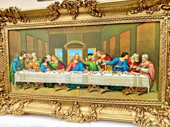 Gerahmte Gemälde Jesus Christus Abendmahl Leonardo Da Vinci 97x58 Heiligebild