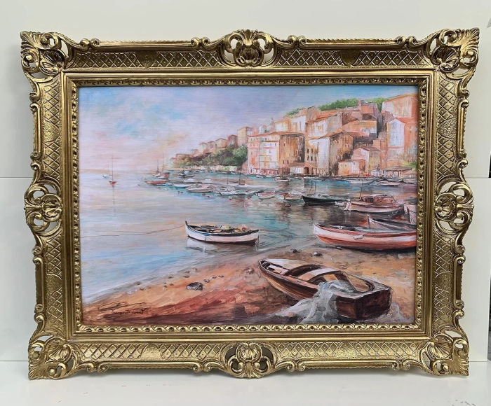 Kunstdruckbild Fischerboot Meer Wasser See Landschaftsbild Boote Am Strand Italy